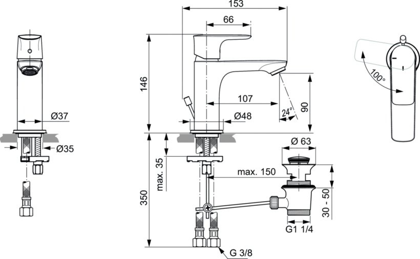 Стоящ смесител за мивка Connect Air ColdStart (1)